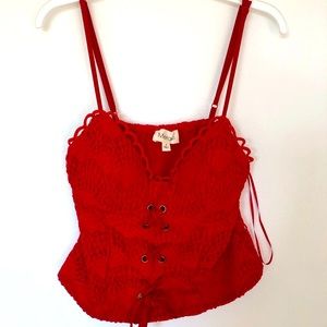 Red Sexy Lace Corset Top